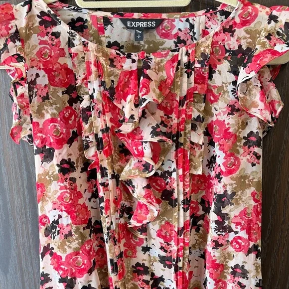 Express Women's Floral Ruffled Babydoll Fairy Blouse, New with Tags, Small - Picture 6 of 11